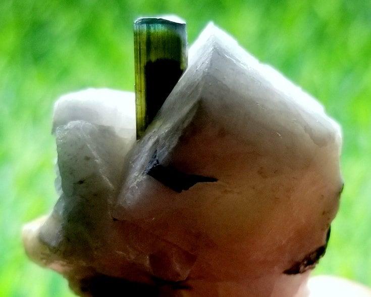 26 Gram Lovely Green Kaif Tourmaline Crystal Specimen: 26 Gram Lovely Green Kaif Tourmaline Crystal Specimen From Astaknala Skardu pakistan size 23mm 30mm 50mm weight 26 Gram Reserve: $25.00 Shipping: Domestic: Flat-rate of $15.00 to anywhere within the c