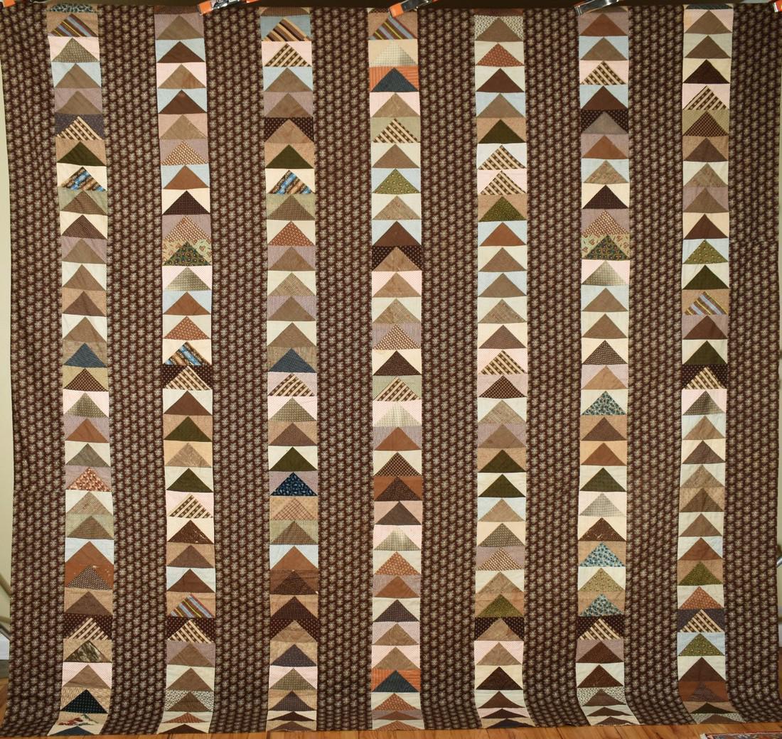 Large Flying Geese Quilt, Early Brown Fabrics (1 of 12)