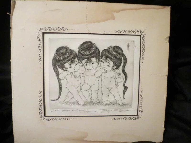 Vintage Original Art hand signed etching by Margaret (1 of 6)