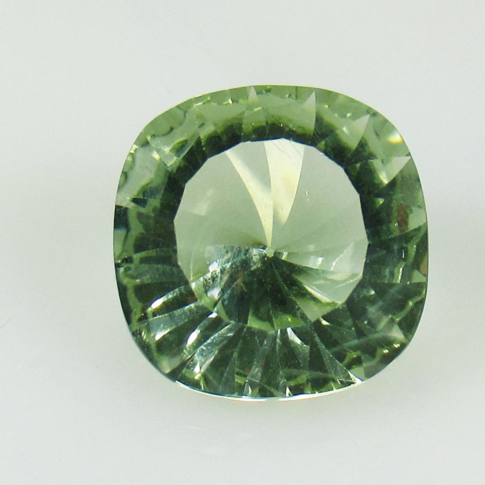 6.50 Ctw Natural Green Amethyst Concave Cut: No Reserve! Title: 6.50 Ctw Natural Green Amethyst Concave Cut Stone Clarity: VVS Gemstones: Amethyst Carat Weights: 6.5 Size/Dimensions: 12.20 x 12.20 x 7.90 mm Additional Information: Excellent Cush