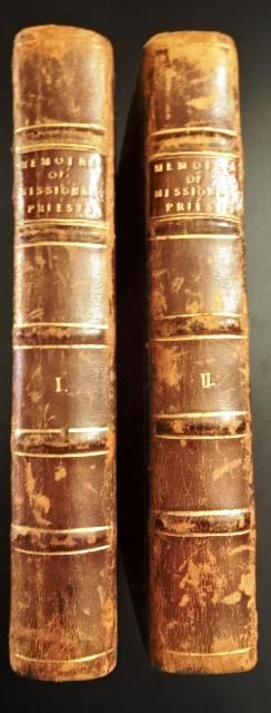 1741 Leather Memoirs of Missionary Priests: Two Volume set of "Memoirs of Missionary Priests, as well Secular as Regular; and of Other Catholics of Both Sexes…", by Richard Challoner, printed in the year 1741 -1742. Volume I collates: [28], 4
