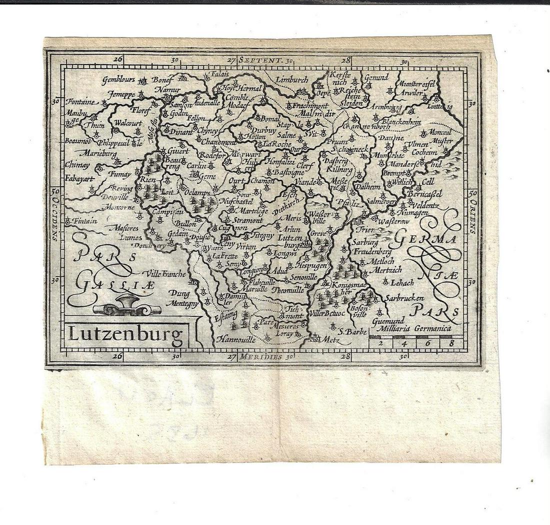 1635 Blaeu Engraved Map of Lutzenburg (1 of 1)