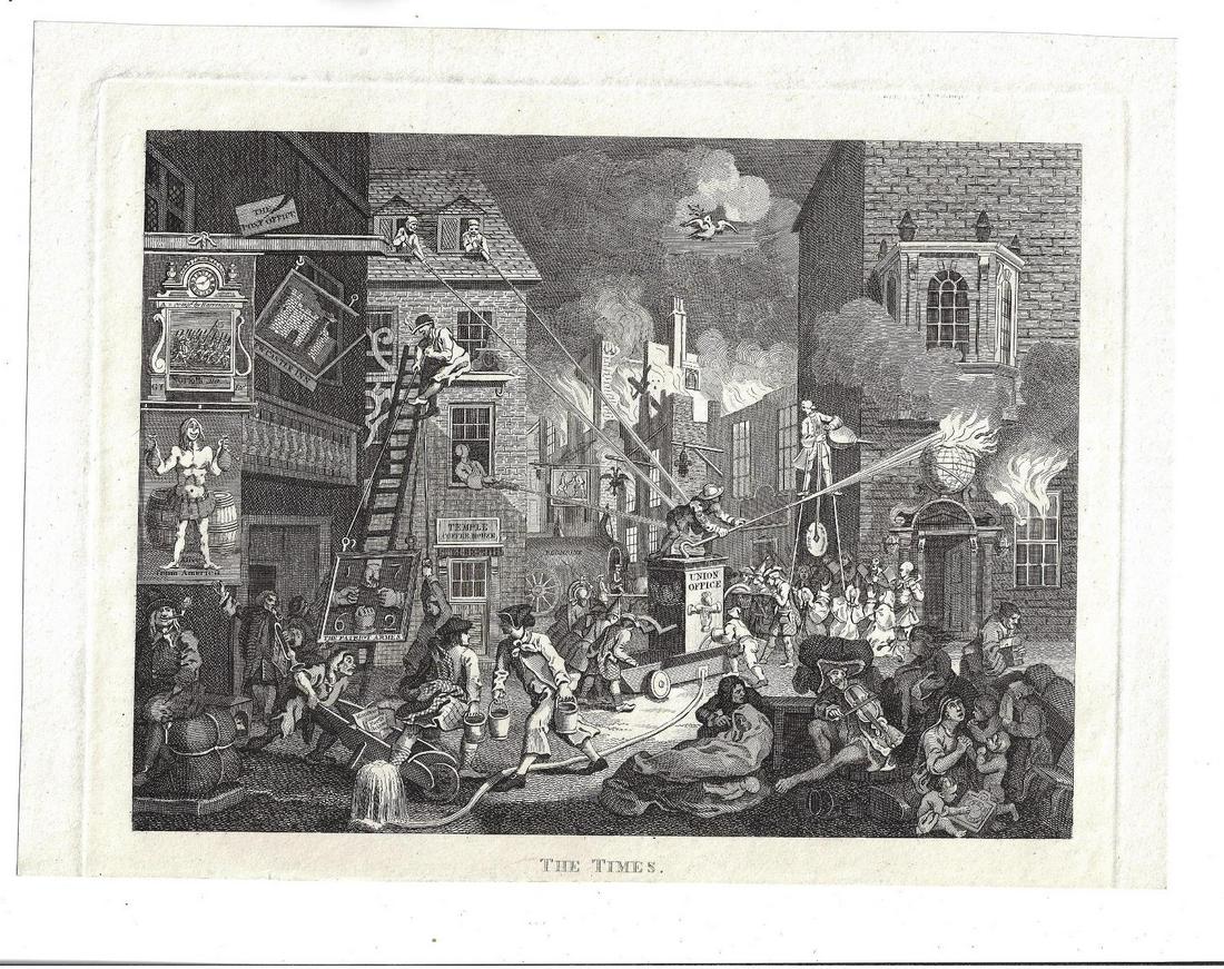 c1820 Engraving After William Hogarth The Times (1 of 1)