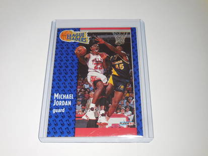 1991 FLEER MICHAEL JORDAN #220 LEAGUE LEADERS BULLS: No Reserve! Title: 1991 FLEER MICHAEL JORDAN #220 LEAGUE LEADERS BULLS Date/Period: MODERN Additional Information: VERY NICE LOOKING CARD! THIS CARD IS APPROXIMATELY NEAR MINT CONDITION OR BETTER. THE