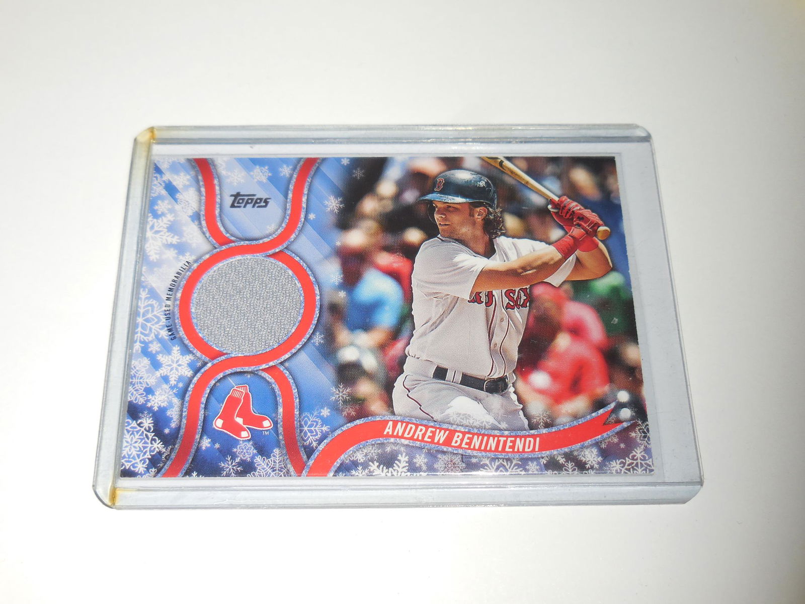 2018 TOPPS HOLIDAY ANDREW BENINTENDI GAME WORN JERSEY (1 of 2)