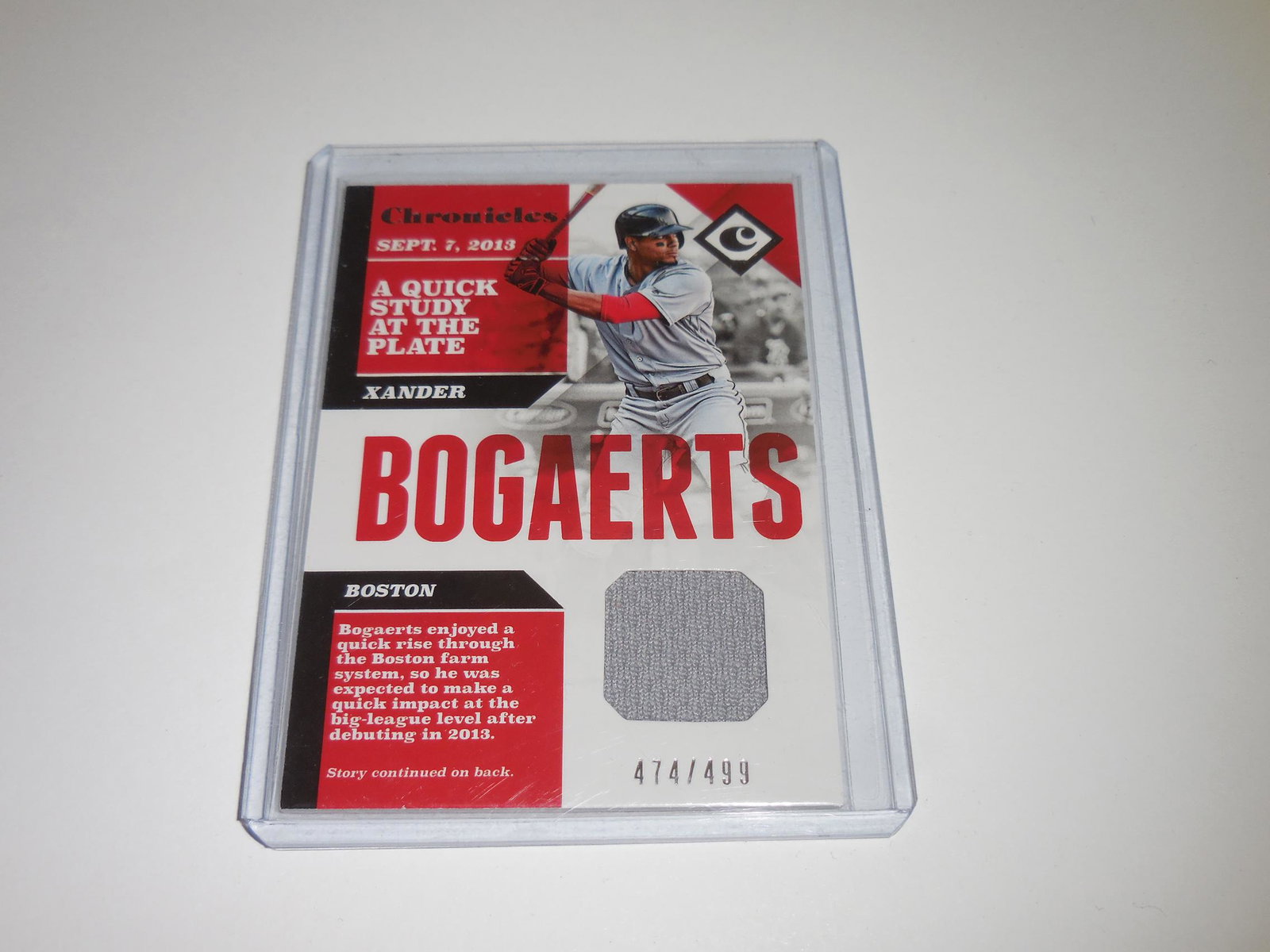 2017 PANINI XANDER BOGAERTS GAME WORN JERSEY #'D (1 of 2)
