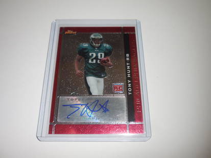 2007 TOPPS FINEST TONY HUNT AUTO ROOKIE CARD EAGLES: No Reserve! Title: 2007 TOPPS FINEST TONY HUNT AUTO ROOKIE CARD EAGLES Date/Period: MODERN Additional Information: VERY NICE LOOKING CARD! THIS CARD IS APPROXIMATELY NEAR MINT CONDITION OR BETTER. THE