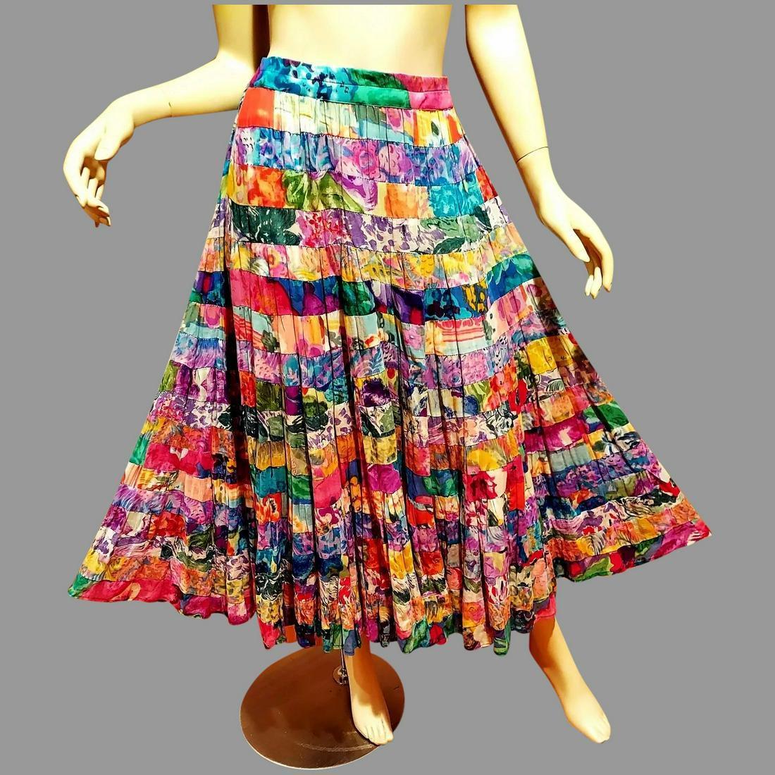 Vtg Neiman Marcus Original full skirt Floral cotton (1 of 4)
