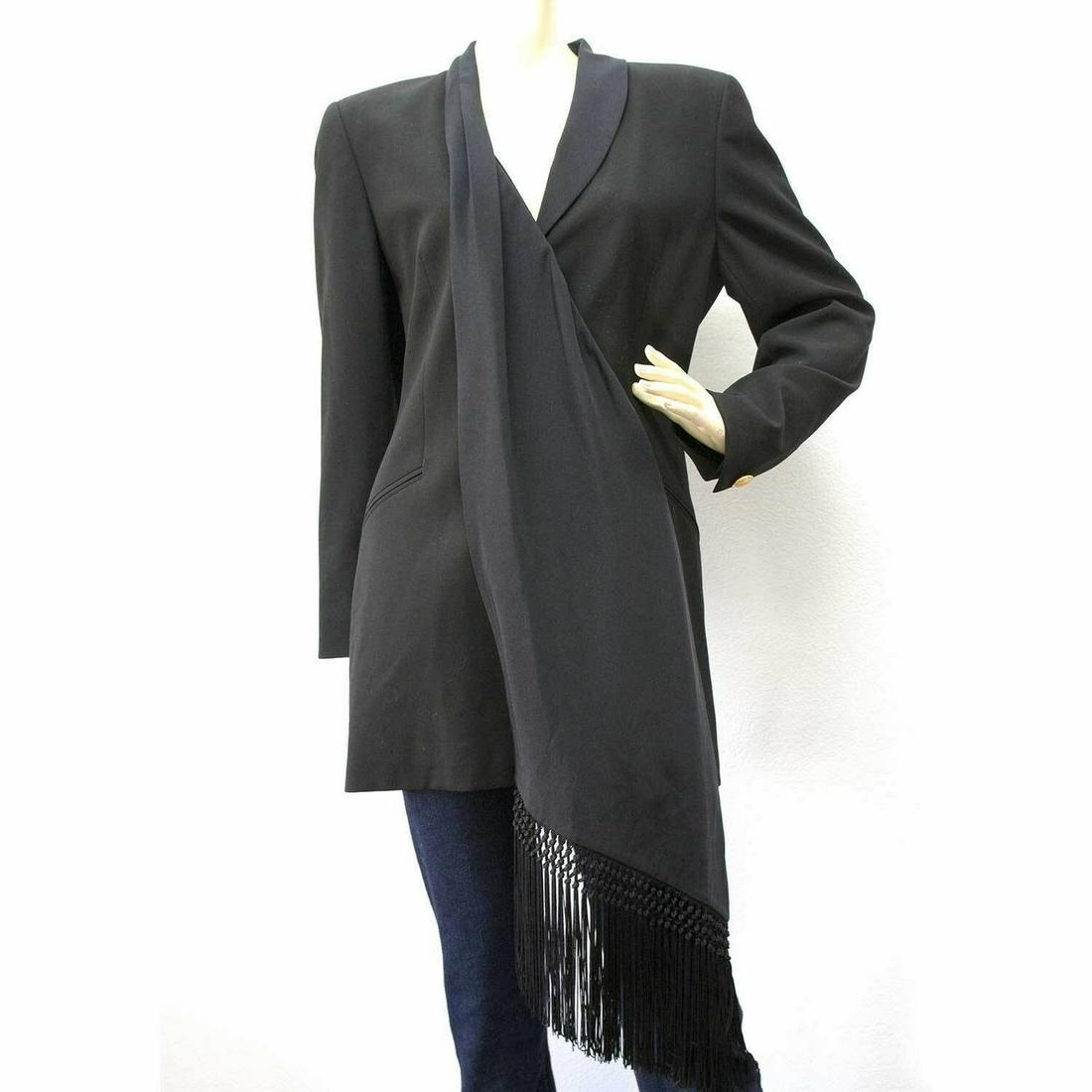 BNWT - Authentic Escada Couture Silk Scarf Maxi Wool: BNWT - Authentic Escada Couture Silk Scarf Maxi Wool Jacket -sz 36 Stunning one button blazer made from lightweight wool and silk. This tailored jacket features a pure silk single scarf panel featurin