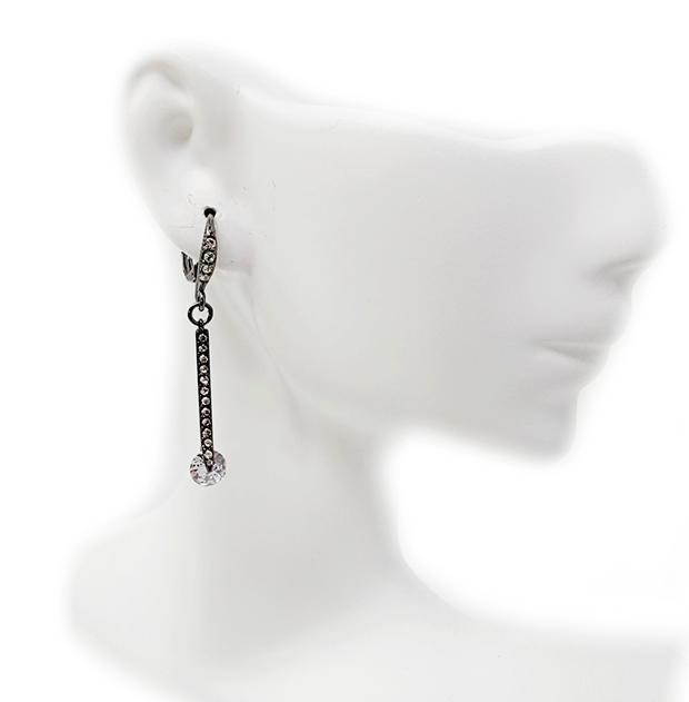 Givenchy Pave Crystal Linear Gunmetal Pierced Earrings (1 of 8)