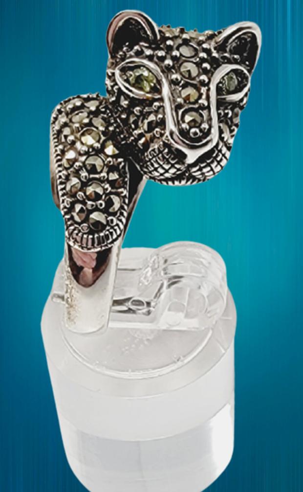 Marcasite Black Crystal Nickel Free 925 Silver Panther (1 of 11)