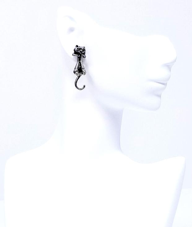 Silver Cat Stud Pierced Post 925 Earrings (1 of 9)