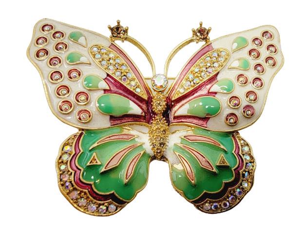 Kenneth Jay Lane Enamel Crystal Butterfly Brooch (1 of 9)