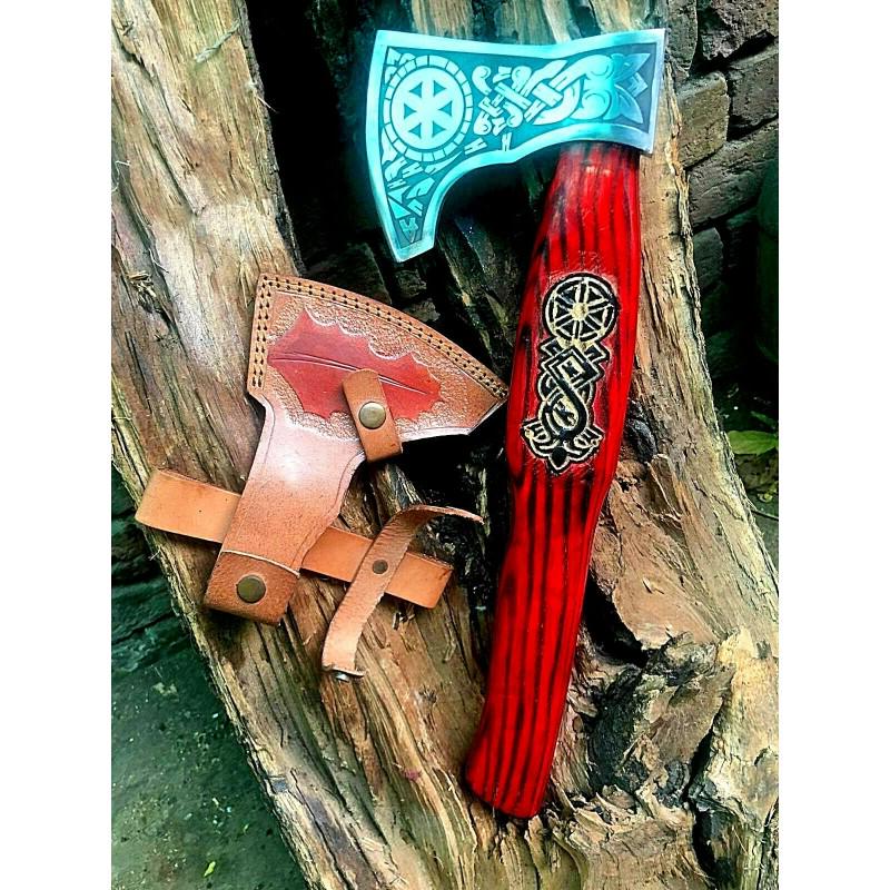 Handmade camping hatchet viking axe tomahawk wood work (1 of 4)