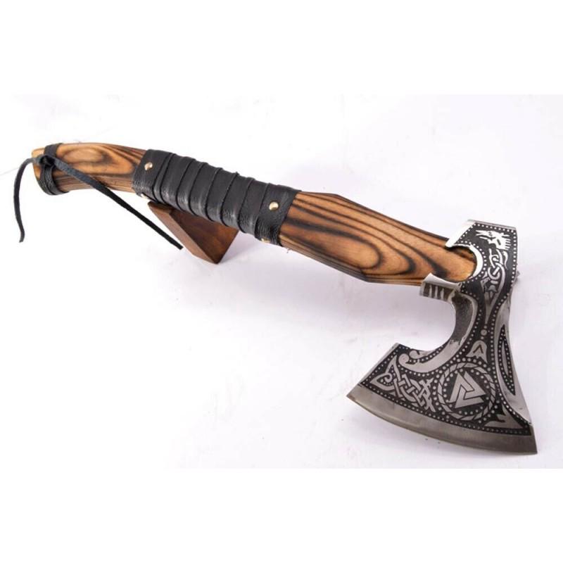 Hunting camping hatchet forest viking axe wood leather (1 of 4)