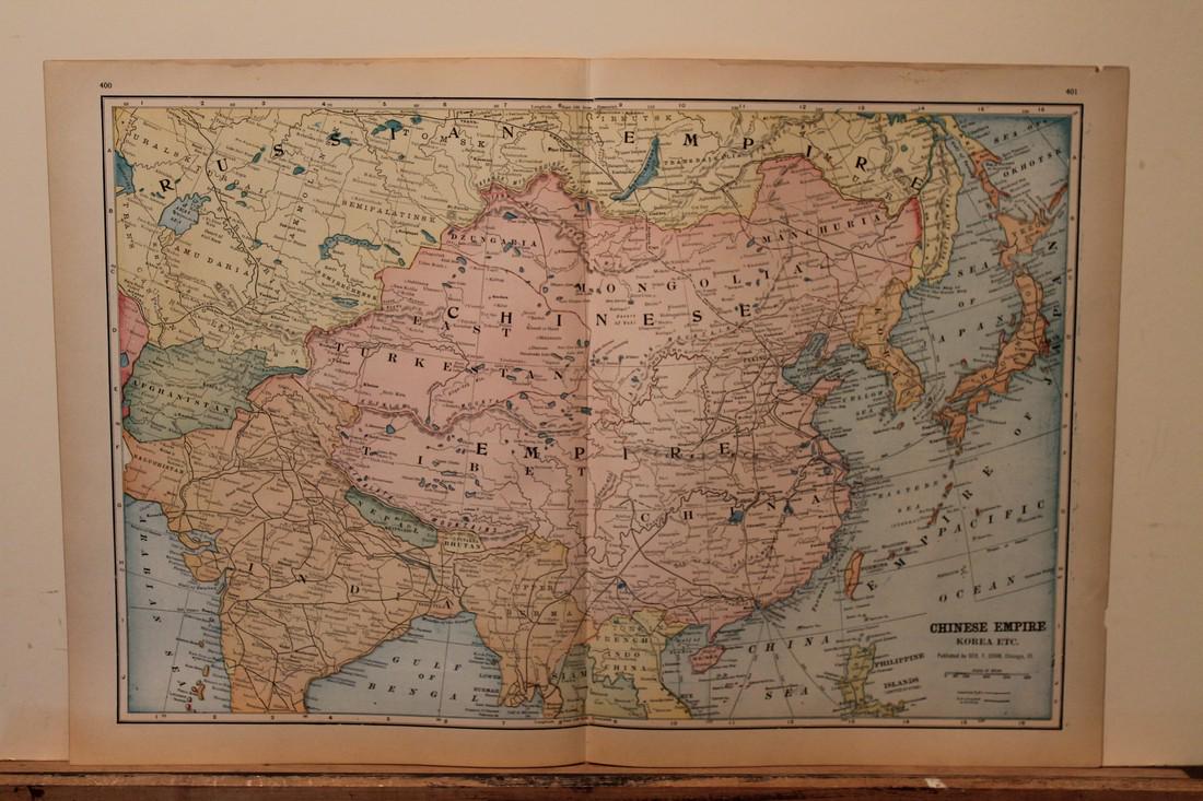 1895 Chinese Empire and Korea Map: Author: Cram Title: 1895 Chinese Empire and Korea Map Medium: Ink on Paper Dimensions: 22.5"X14.5" Description: Map of the Chinese Empire and Korea dated 1895. Printed by George Cram for Walker's Inte