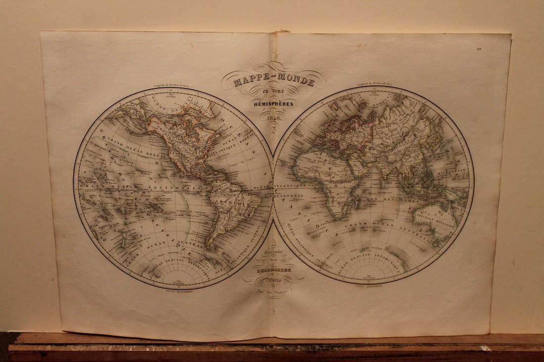1846 World Hemispherical Map (1 of 3)
