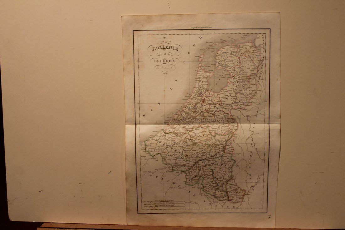 1838 Holland and Belgium Map: Author: Delamarche Title: 1838 Holland and Belgium Map Medium: Ink on Paper Dimensions: 13"X19" Description: Holland and Belgium map dated 1838. Engraved by Delamarche. Part of Atlas de la Geographie.