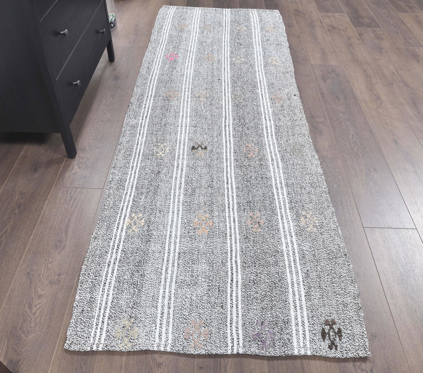 3x8 Vintage Turkish KILIM Runner Rug, Oushak Handmade (1 of 7)