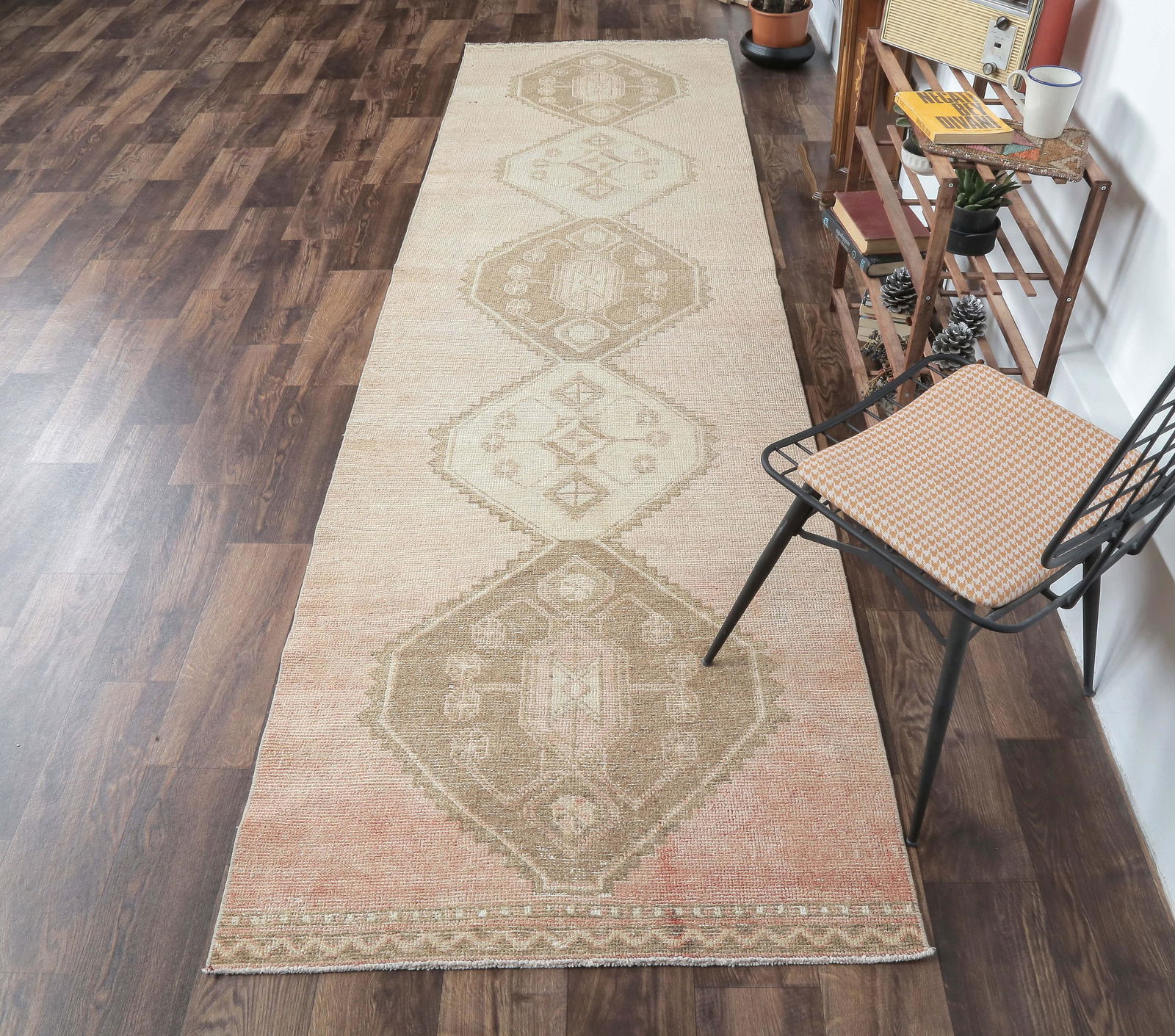 3x12 Vintage Turkish Runner, Oushak Handmade Wool Rug, (1 of 7)