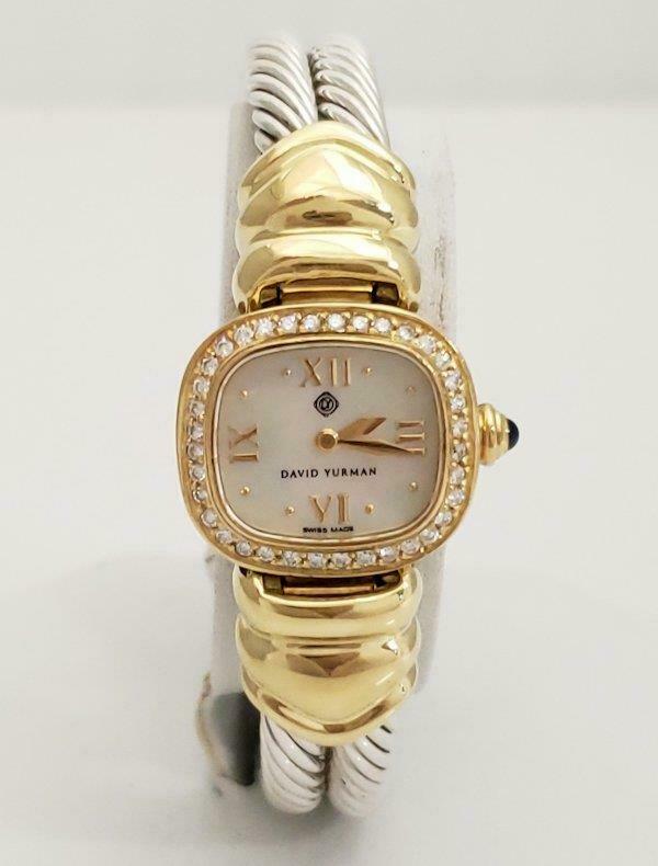 DAVID YURMAN 925 18K GOLD MOP DIAMOND BANGLE BRACELET (1 of 10)