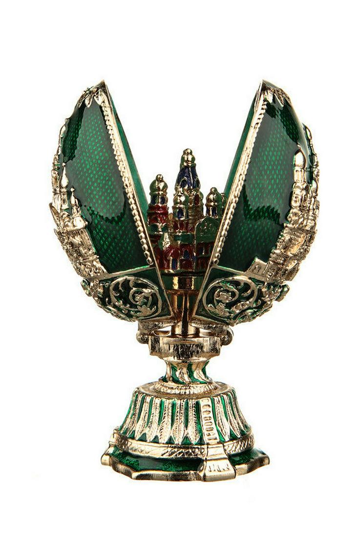 Church of the Savior on Blood Decorative Faberge Egg: Title: Church of the Savior on Blood Decorative Faberge Egg Date/Period: 21 century Materials: Alloy of non-ferrous metals, enamel, crystals. Dimensions: Height: 2.8 inchWeigh: 0,29 lbs Description:Ch