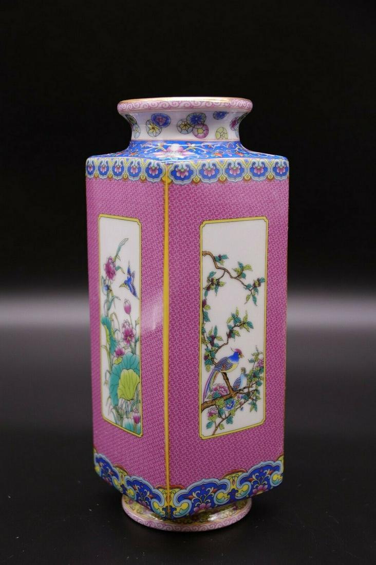 Vintage vase Famille Rose porcelain Flower Birds bowl (1 of 5)