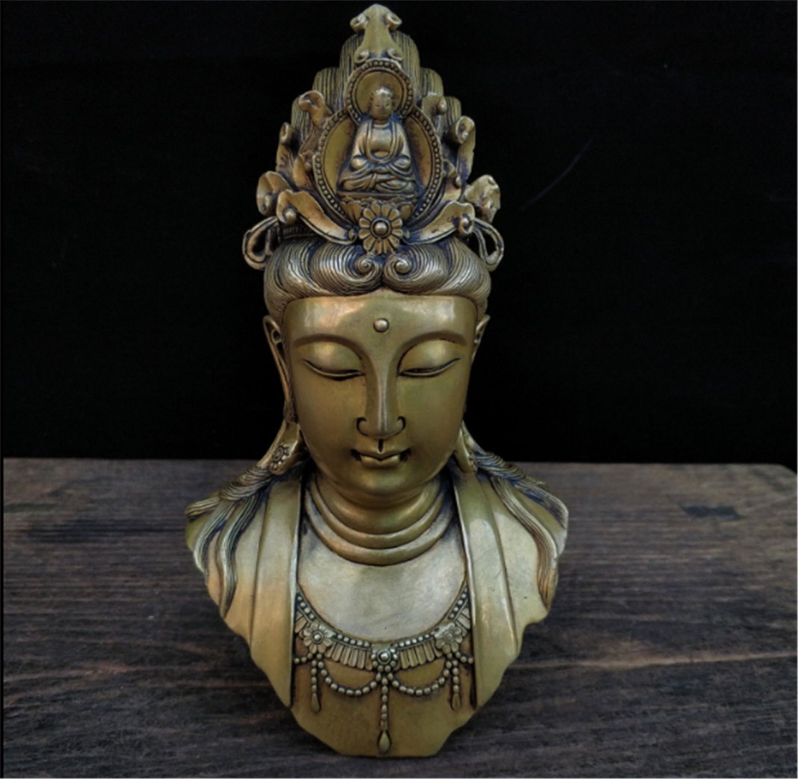 Chinese Bronze Guanyin Buddha Statue Sculpture (1 of 5)