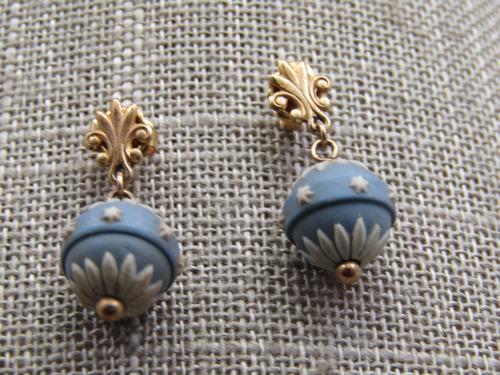 Vintage 14kt Wedgwood Jasperware  Earrings, (1 of 5)