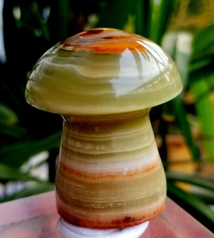 81 Gram Lovely Green Polished Onyx Mashroom Crystal: 81 Gram Lovely Green Polished Onyx Mashroom Crystal From Pakistan size 45mm 35mm 35mm weight 81 Gram Reserve: $15.00 Shipping: Domestic: Flat-rate of $10.00 to anywhere within the contiguous U.S. Inte