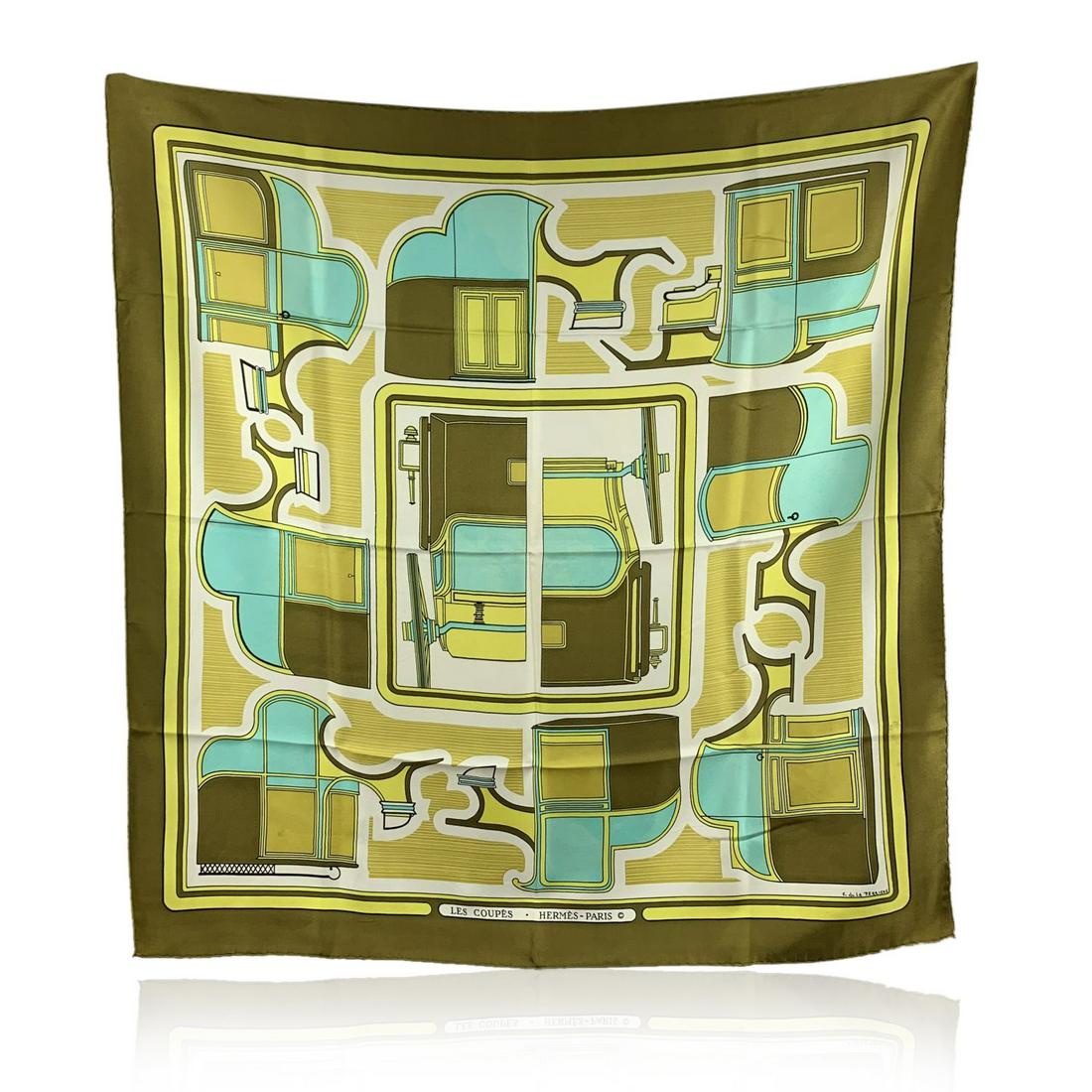 Hermes Vintage Green Silk Scarf Les Coupes De La (1 of 6)