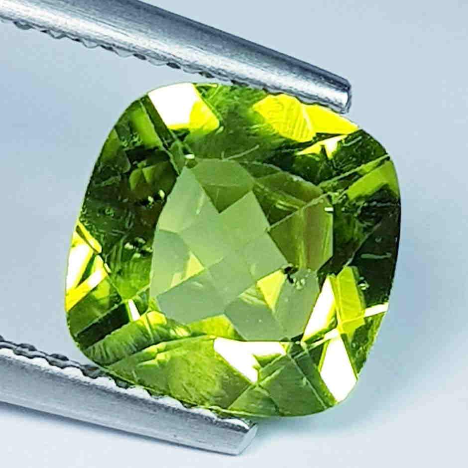 2.05 Ct Natural Peridot Cushion Cut: No Reserve! Title: 2.05 Ct Natural Peridot Cushion Cut Color/Clarity: IF - VVS Carat Weight: 2.05 Size/Dimensions: 8.00 x 8.00 x 4.30 Additional Information: Oval / Pakistan Shipping: Domestic: Flat-
