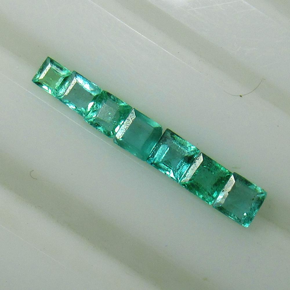 0.86 Ct Natural 7 Zambian Emerald Square Set (1 of 2)