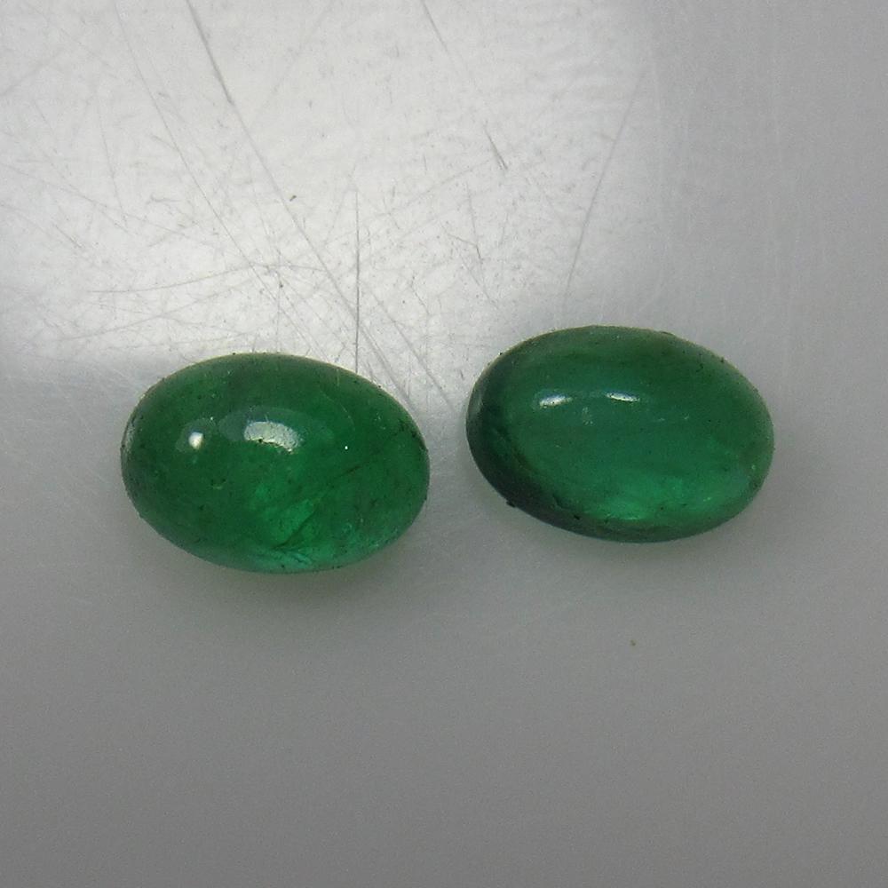 1.24 Ct Natural Zambian Emerald Oval Pair (1 of 2)