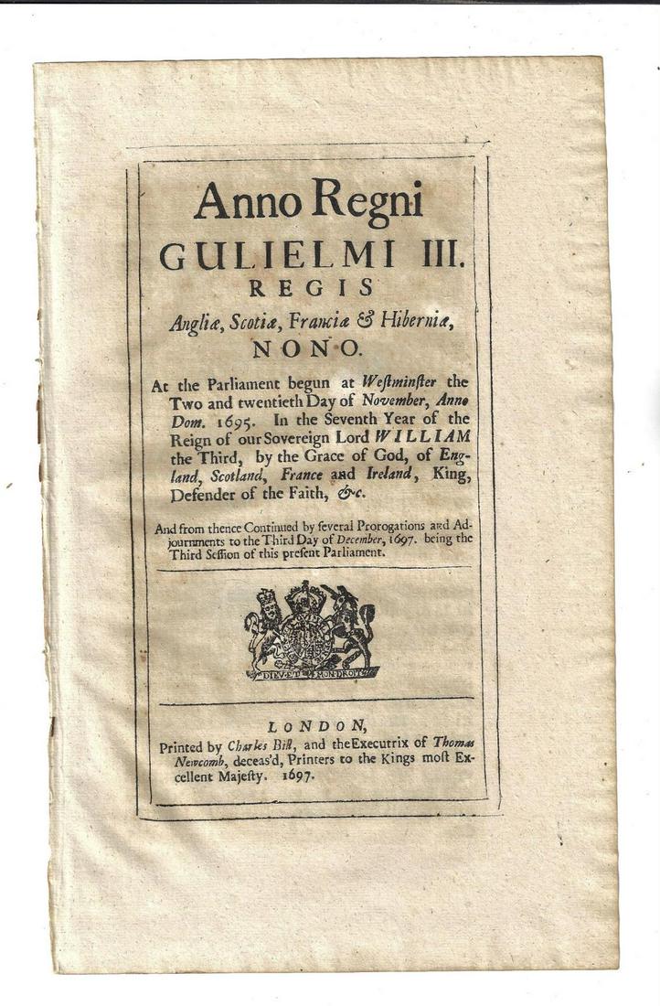 1697 English Act Plot to Assassinate the King (1 of 2)