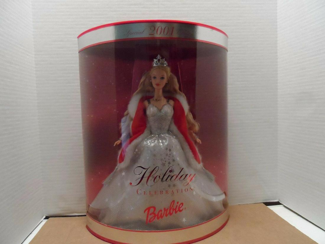 2001 Holiday Celebration Barbie_NRFB: Title: 2001 Holiday Celebration Barbie - NRFB Date/Period: 2001 Reserve: $5.00 Shipping: Domestic: Flat-rate of $10.00 to anywhere within the contiguous U.S. International: Foreign shipping rates are 