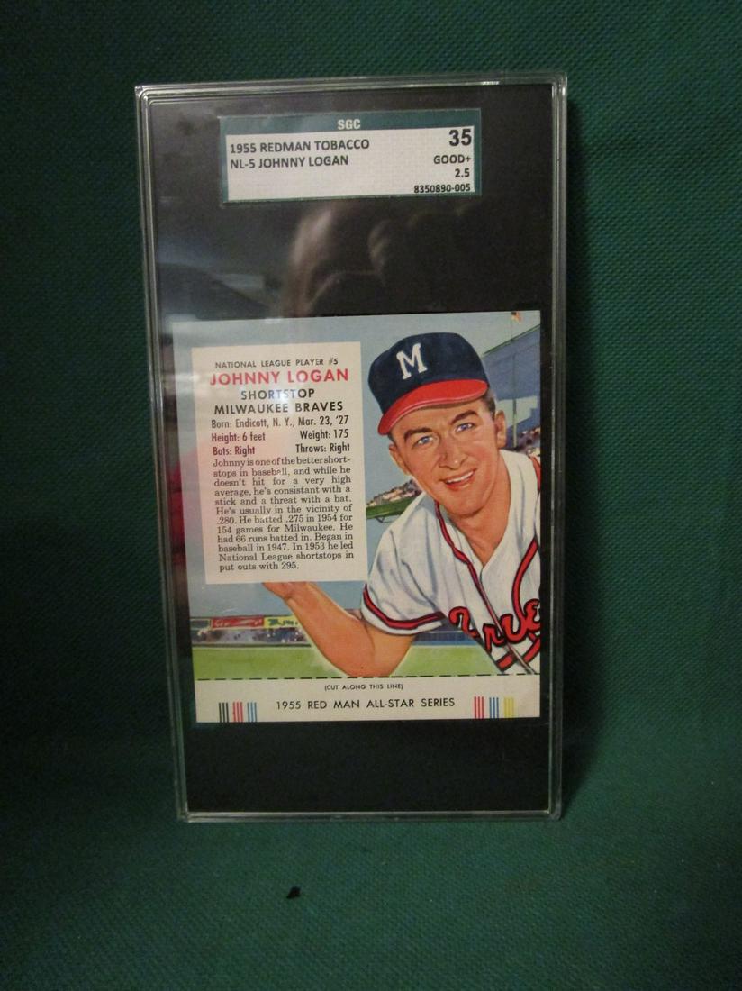 1955 Red Man Baseball #NL-5_Johnny Logan_SGC-2.5 (1 of 2)
