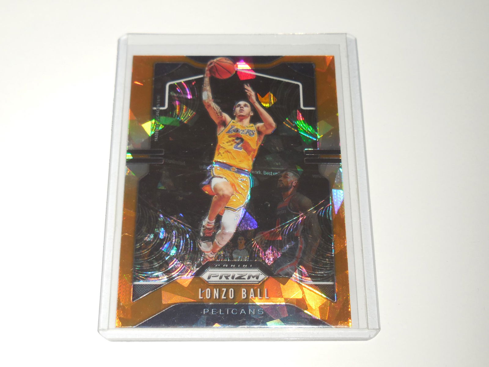 2019-20 PANINI PRIZM LONZO BALL ORANGE ICE PRIZM LAKERS (1 of 2)