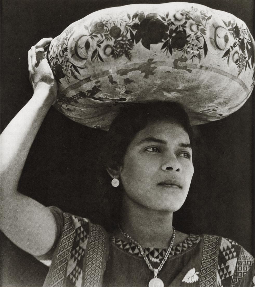 TINA MODOTTI - Woman from Tehuantepec, Mexico, 1929: Artist: Tina Modotti Title: Woman from Tehuantepec carrying yecapixtle, Mexico, 1929 Medium: Photo Litho, 1999, China Dimensions: 5.6x6.25" Description: Heat Wax Mounted on 8.5x11" Conservation Board