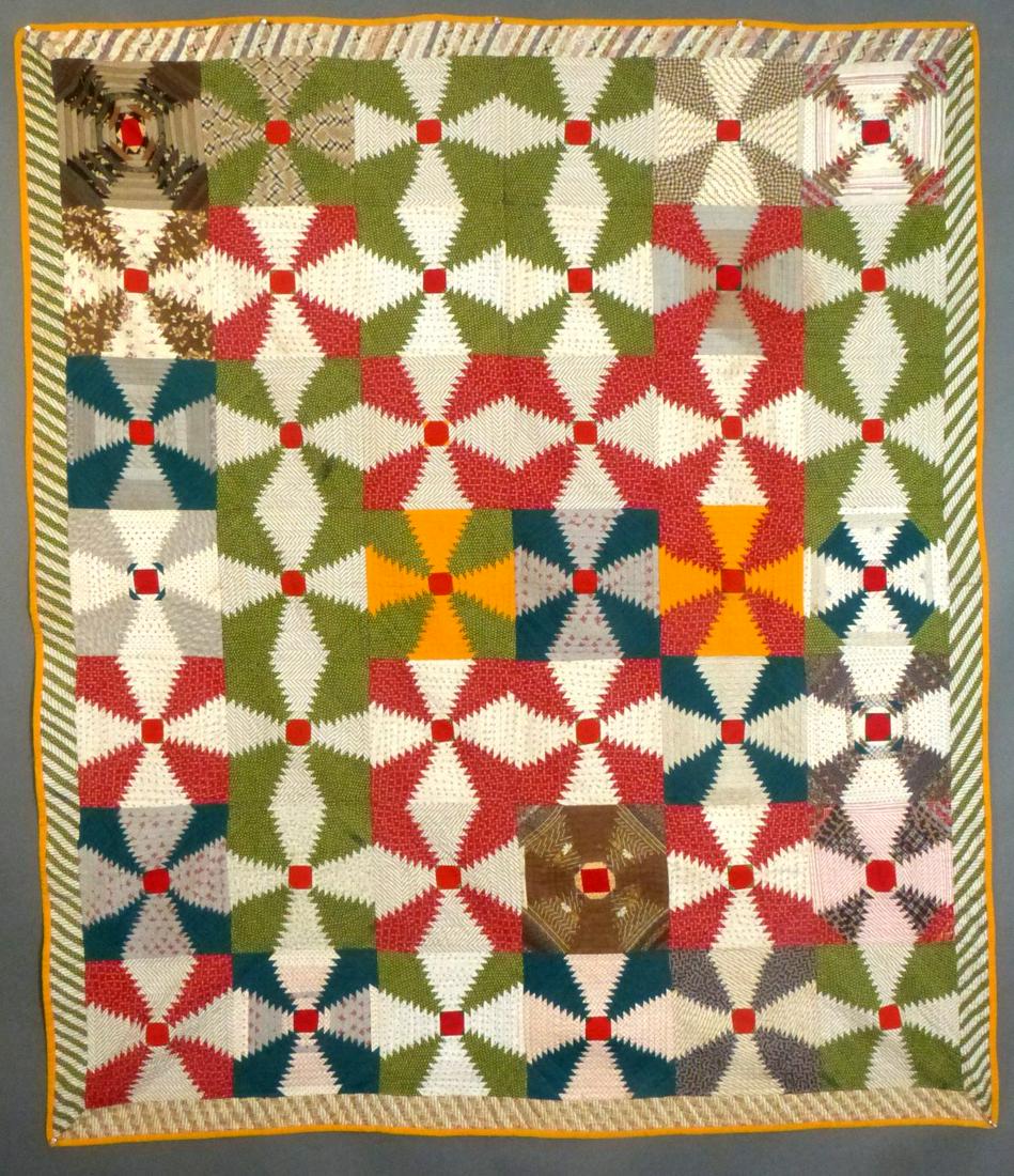 Antique Pineapple Log Cabin Quilt 1870's (1 of 13)