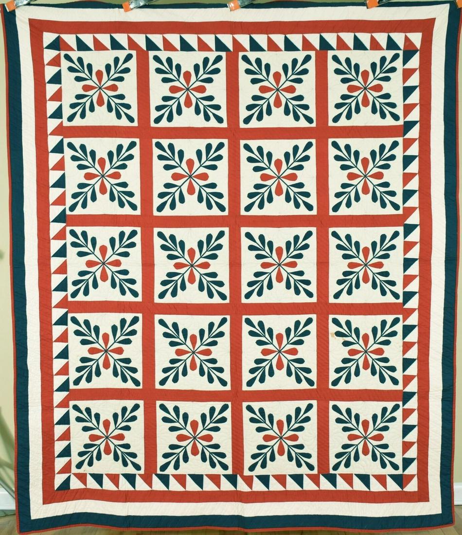 1870's Red & Green "Laurel Leaves" Quilt (1 of 12)