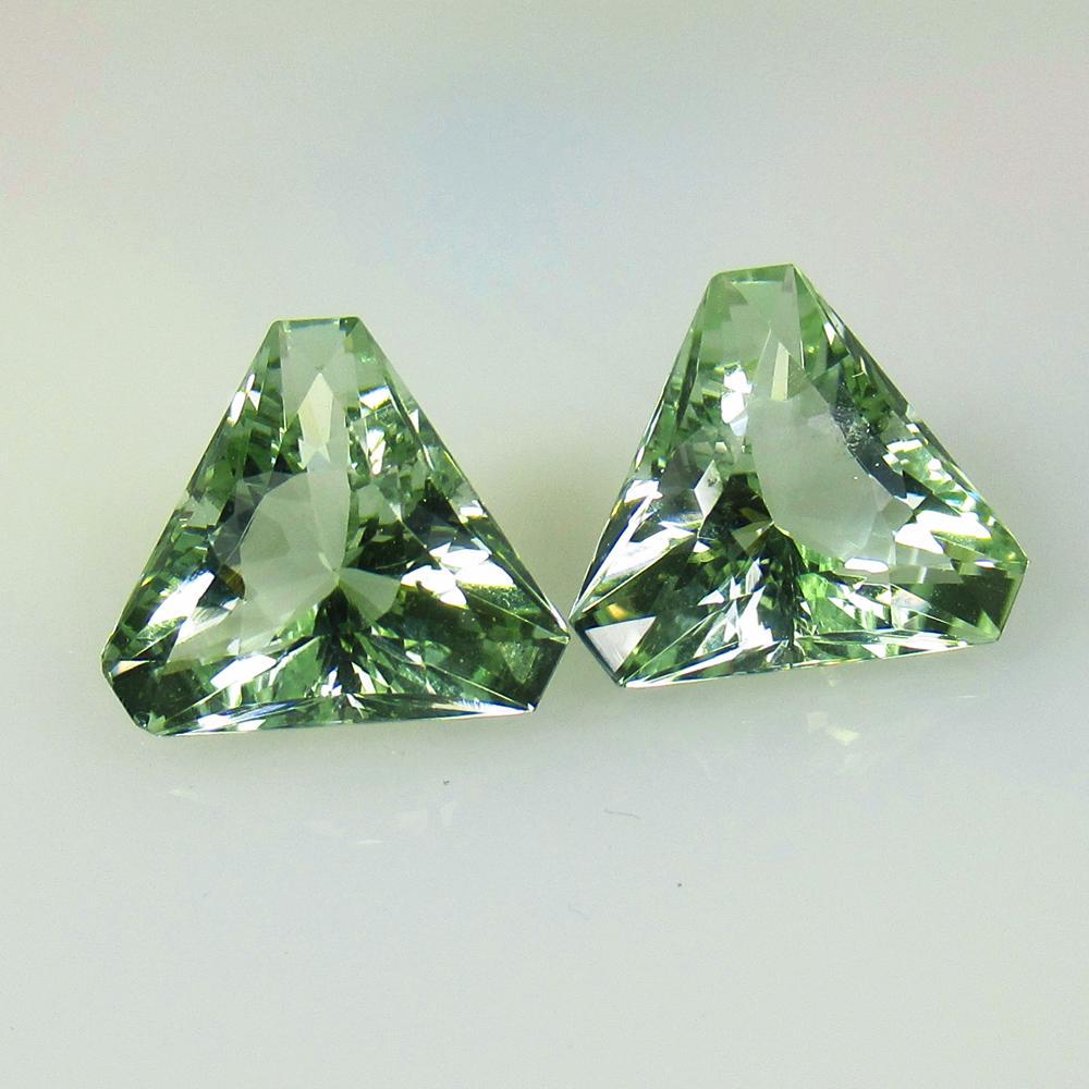 6.80 Ct Natural Green Amethyst Trillion Pair (1 of 2)