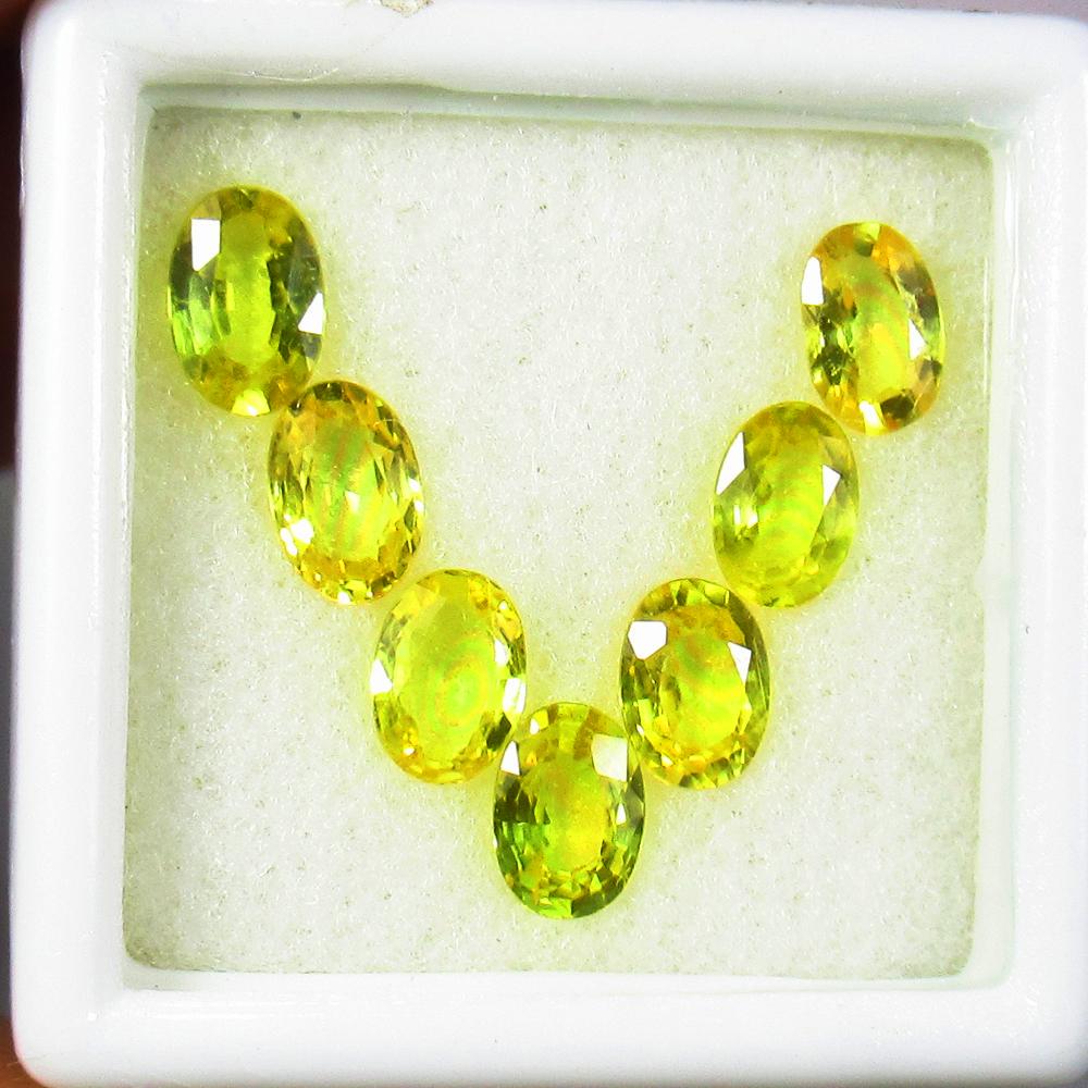 3.78 Ctw Natural 7 Ceylon Yellow Sapphire Oval Necklace (1 of 2)