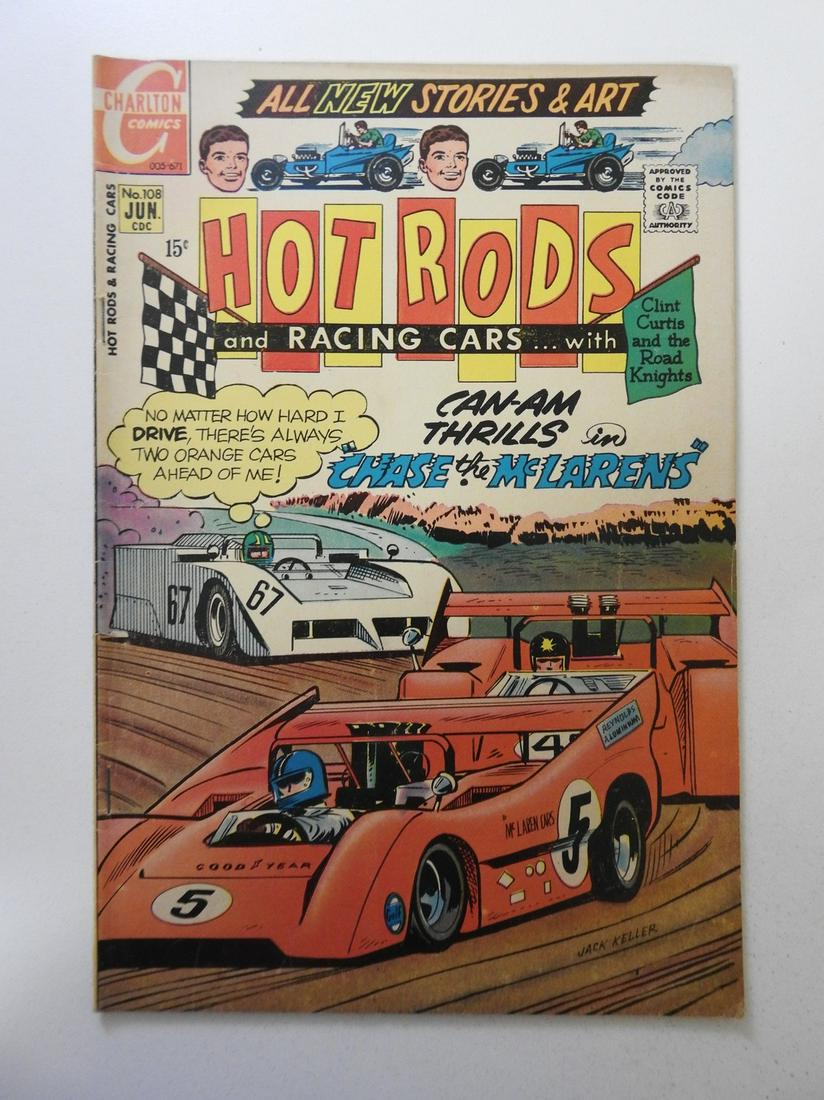 Hot Rods and Racing Cars #108: No Reserve! Hot Rods and Racing Cars #108 VG/FN Shipping: Domestic: Flat-rate of $9.99 (1-8 items) or $19.99 (9+ items) to anywhere within the contiguous U.S. International: Foreign shipping rates are