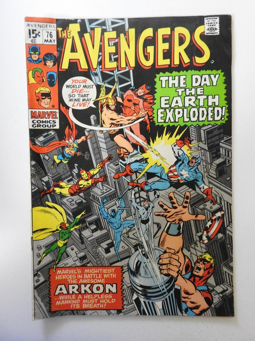Avengers #76: No Reserve! Avengers #76 VG- Moisture damage, rusty top staple Shipping: Domestic: Flat-rate of $9.99 (1-8 items) or $19.99 (9+ items) to anywhere within the contiguous U.S. International: Foreign shi