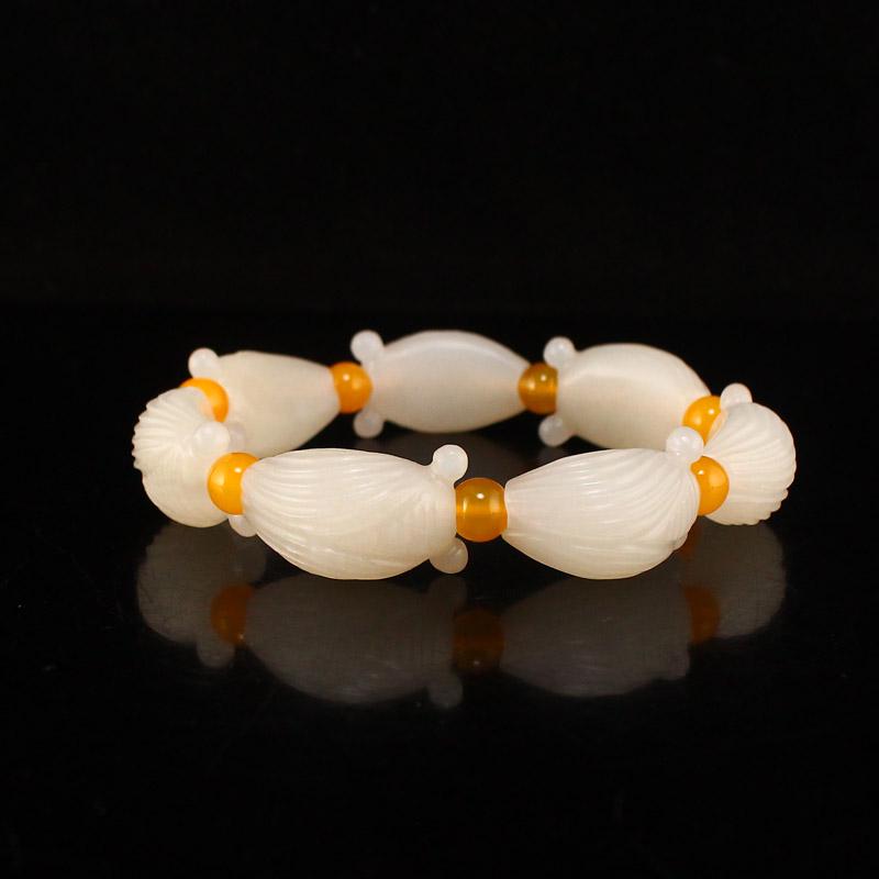 Chinese Hetian Jade Cicada Beads Bracelet (1 of 7)