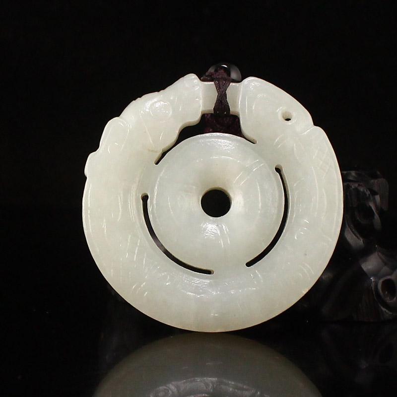 Openwork Chinese Hetian Jade Chi Dragon Pendant (1 of 6)