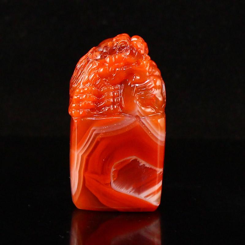 Chinese Natural Nanhong Agate Divine Beast Seal w (1 of 7)