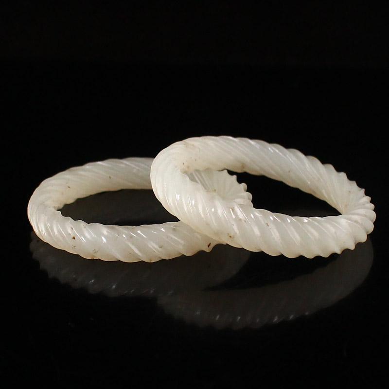 A Pair Chinese Hetian Jade Lucky Rings (1 of 5)