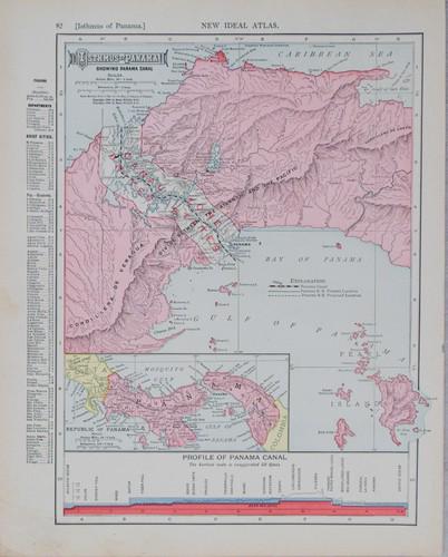 1908 Rand McNally Map of the Panama Canal [verso]: Title: 1908 Rand McNally Map of the Panama Canal [verso] Central America -- Isthmus of Panama Showing Panama Canal [verso] Central America Cartographer: Rand McNally Year / Place: 1908, Chicago Map Di
